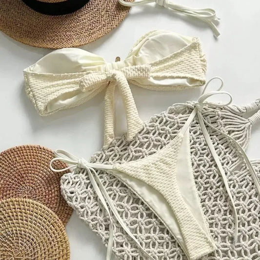 Swimsuit Solid Color Bikini European and American Sexy