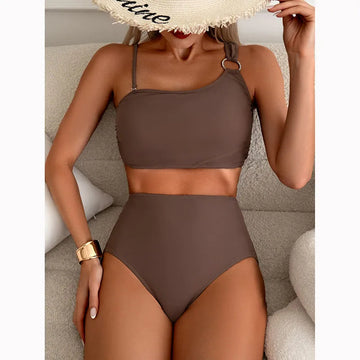 Women High Waisted Bikini Thin Shoulder Straps Sling